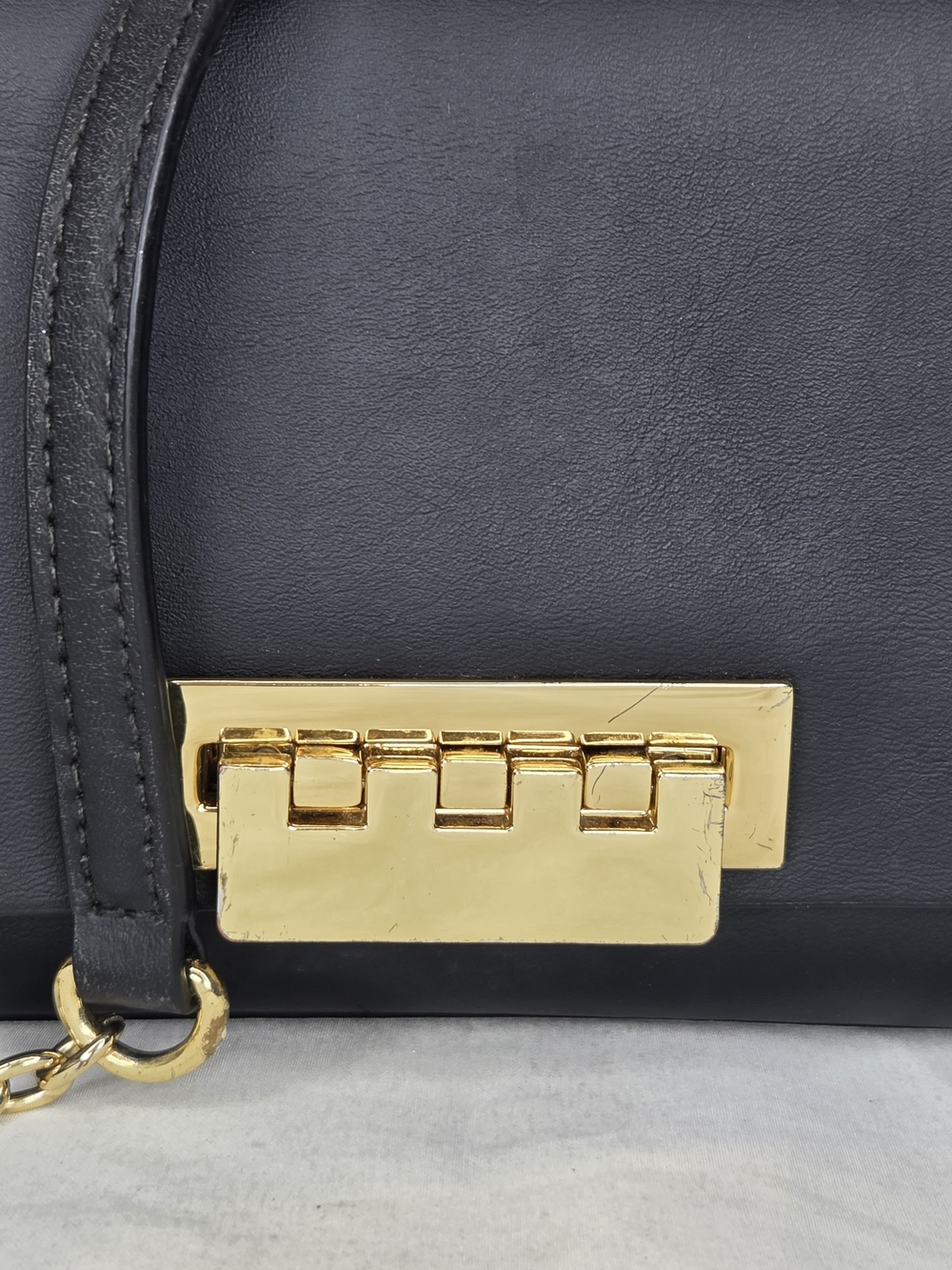 Zac Zac Posen Mini Eartha Black Leather Crossbody Bag with Gold Hardware - Picture 7 of 16